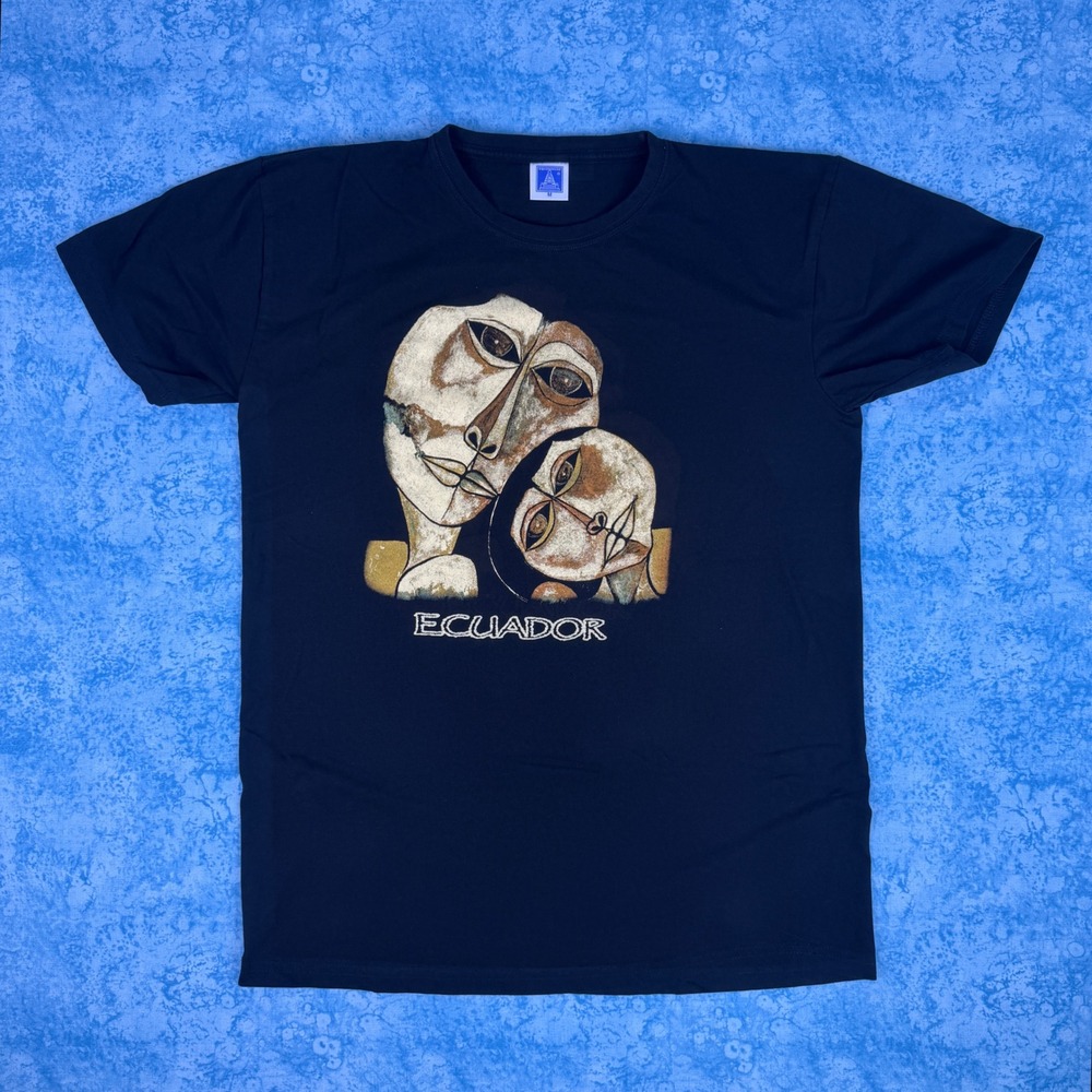 Vintage Oswaldo Guayasamin Ecuador Art T-Shirt Black Cotton Equinoccio Mens M